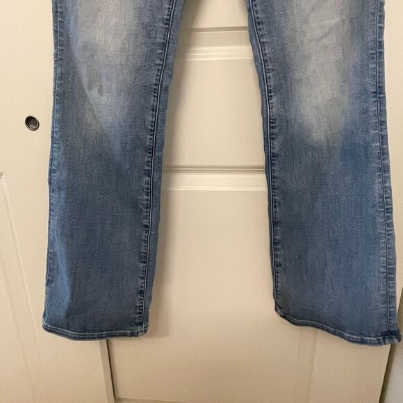 American Eagle Women's Stretch Blue Wide Leg Denim Jeans US 8 - Picture 3 of 10